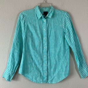 J CREW x BAIRD MCNUTT Irish Linen Button Up Shirt Perfect Fit Preppy Coastal